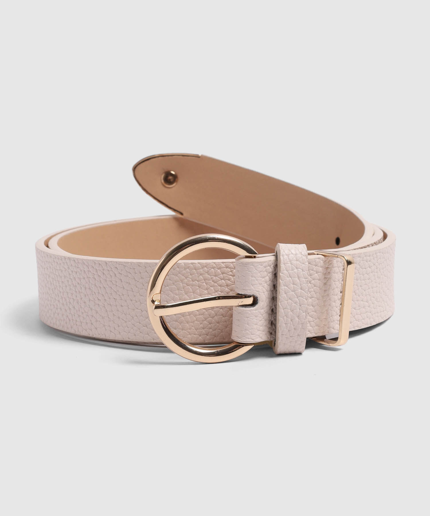 Cintur&oacute;n Texturizado Para Mujer Con Hebilla Redonda