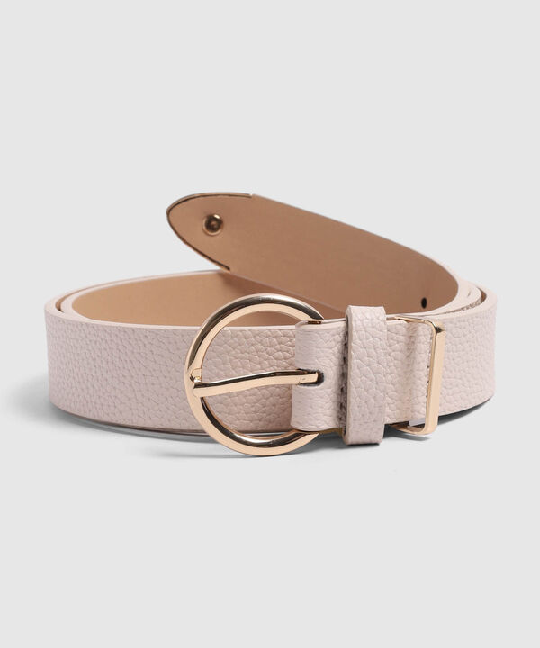 Cintur&oacute;n Texturizado Para Mujer Con Hebilla Redonda