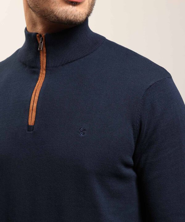 Buzo de Tejido Liso con Cuello Alto y Cremallera Para Hombre