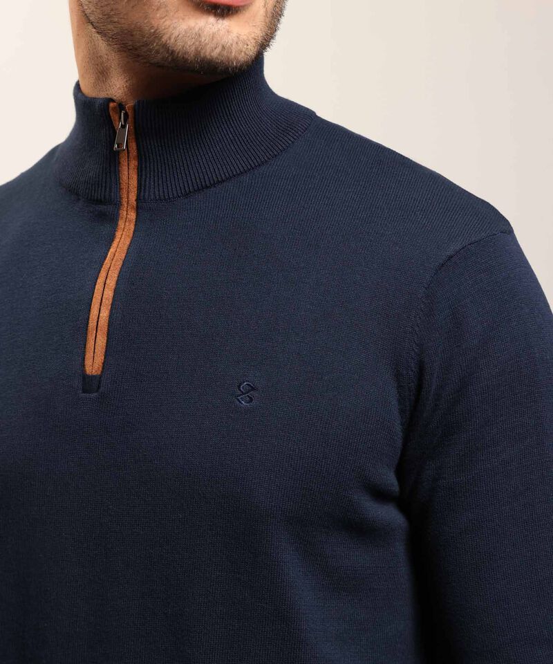Buzo de Tejido Liso con Cuello Alto y Cremallera Para Hombre