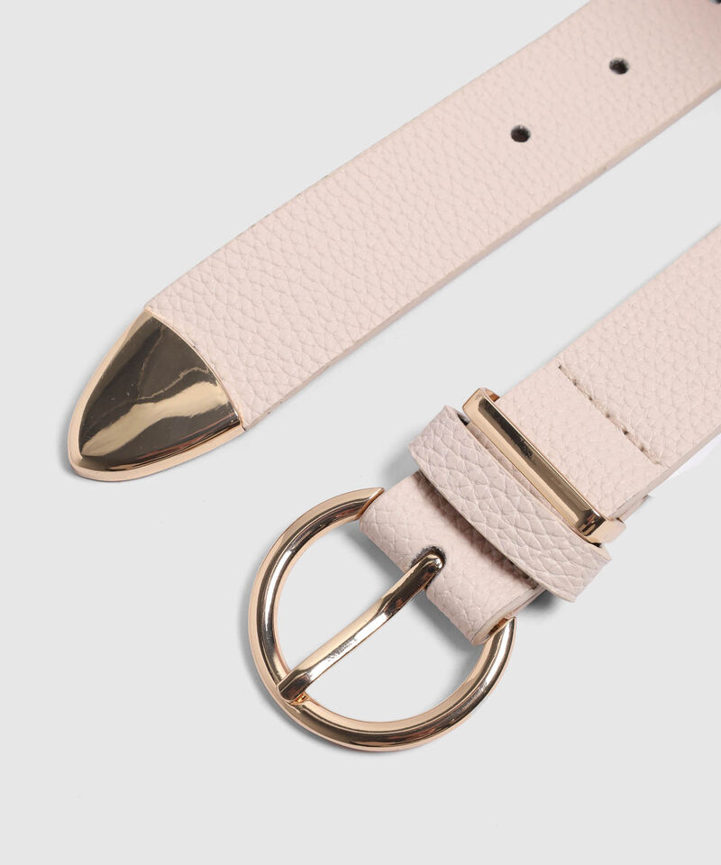 Cintur&oacute;n Texturizado Para Mujer Con Hebilla Redonda