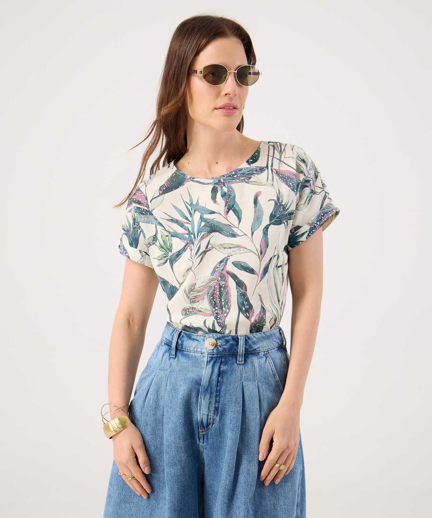 Blusa Manga Corta Estampada