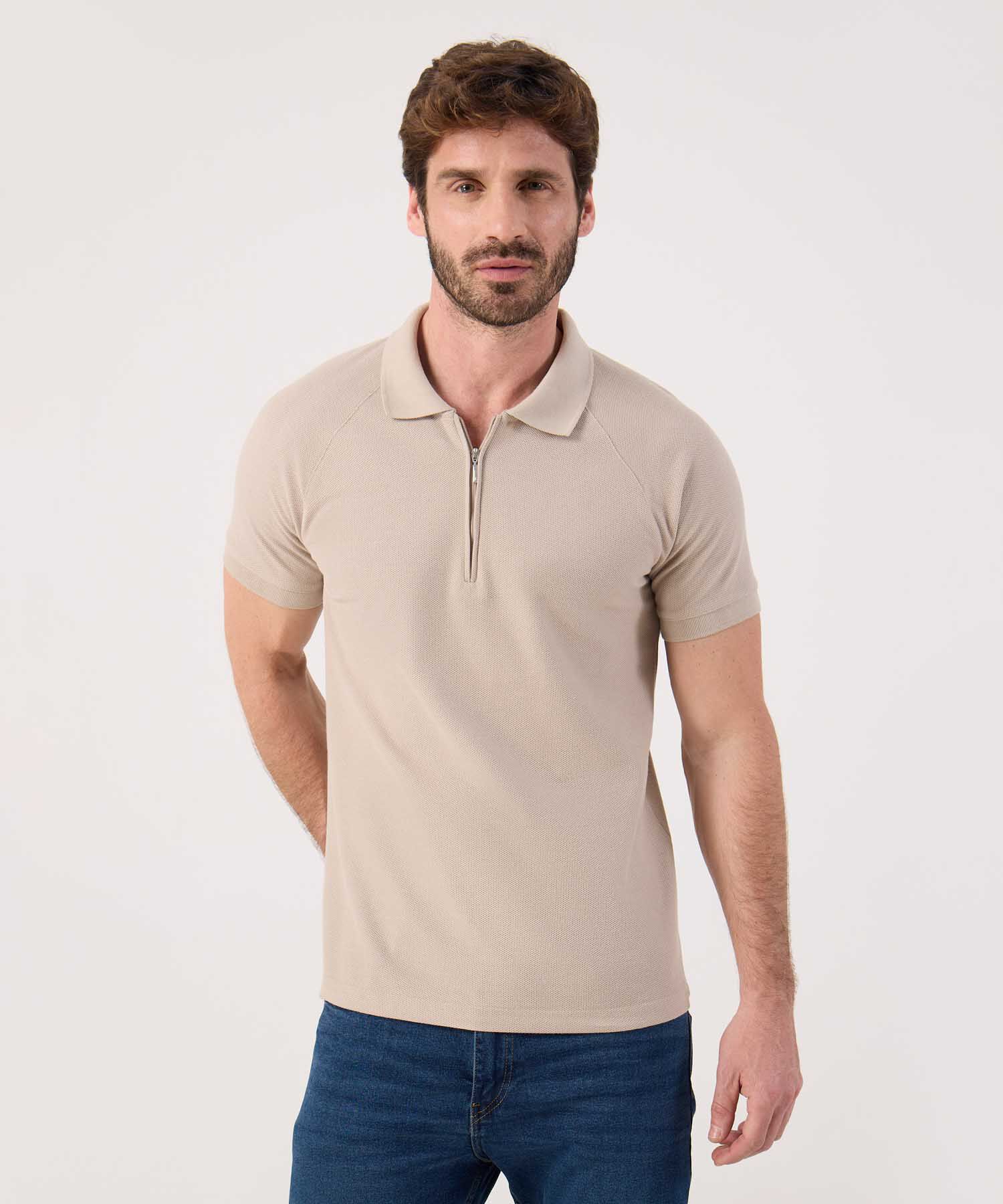 Polo Unicolor Con Cremallera 