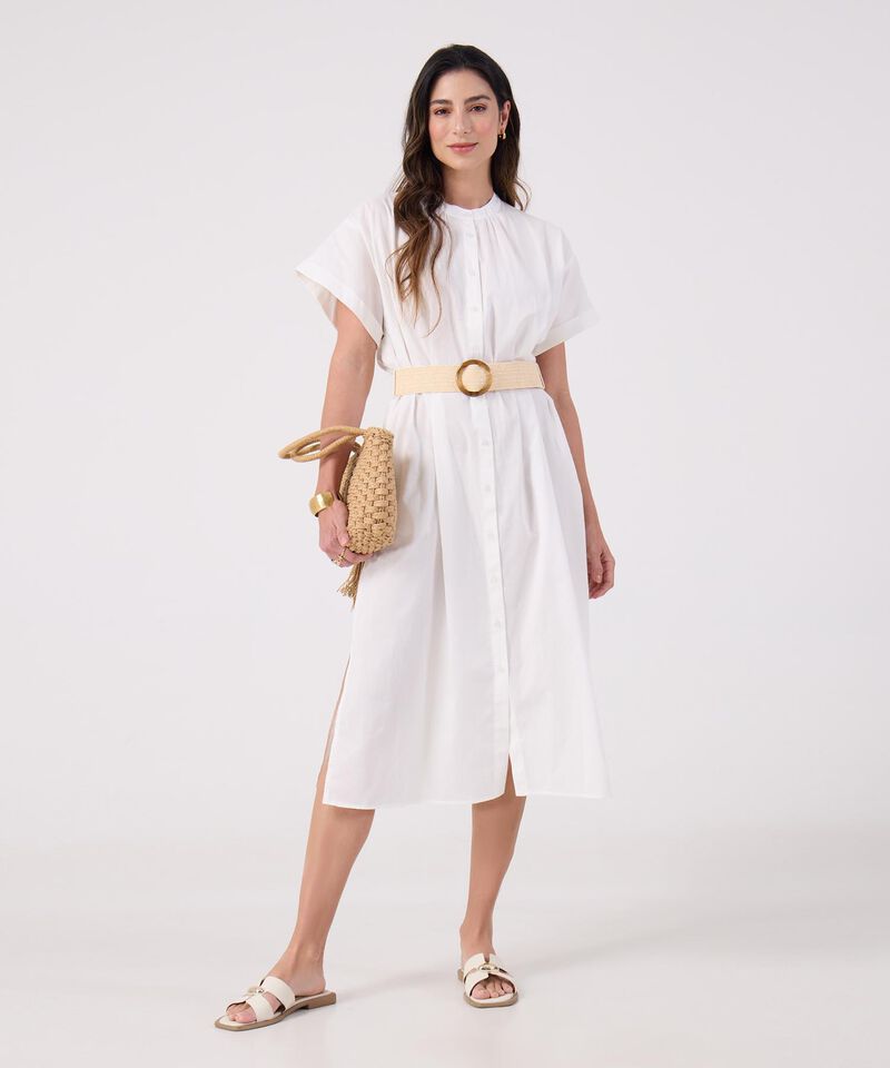 Vestido Unicolor Con Cinturon 