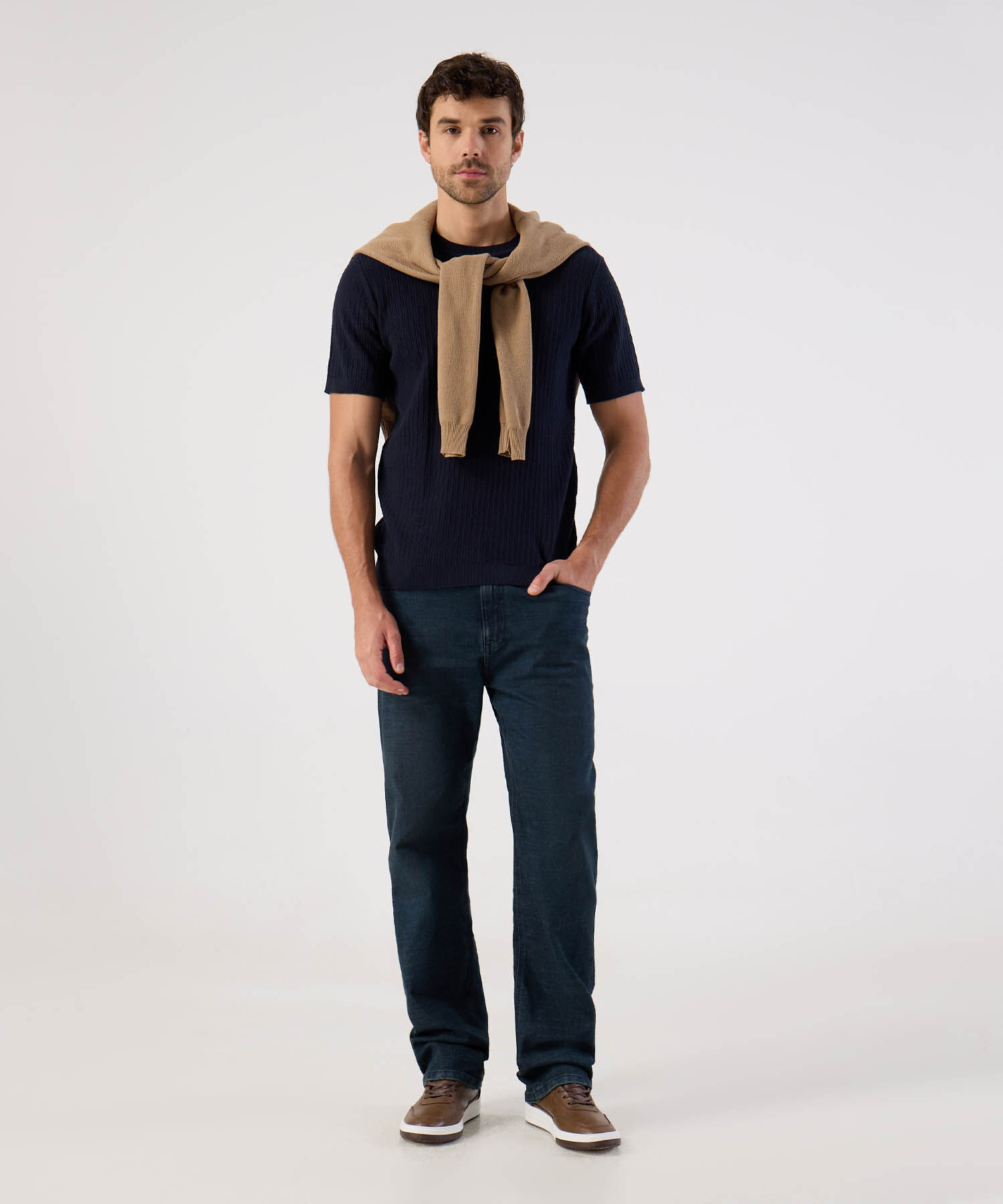 Camiseta Texturizada Cuello Redondo 