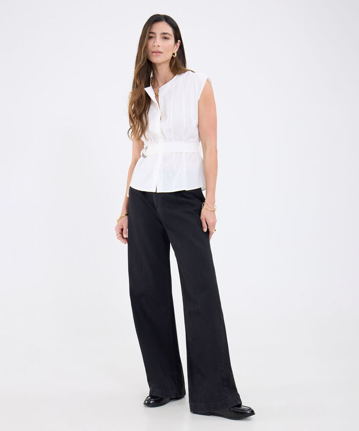 Blusa Con Alforzas Y Cinturon