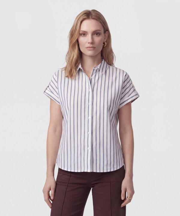 Camisa Manga Corta Con Doblez Para Mujer image number null