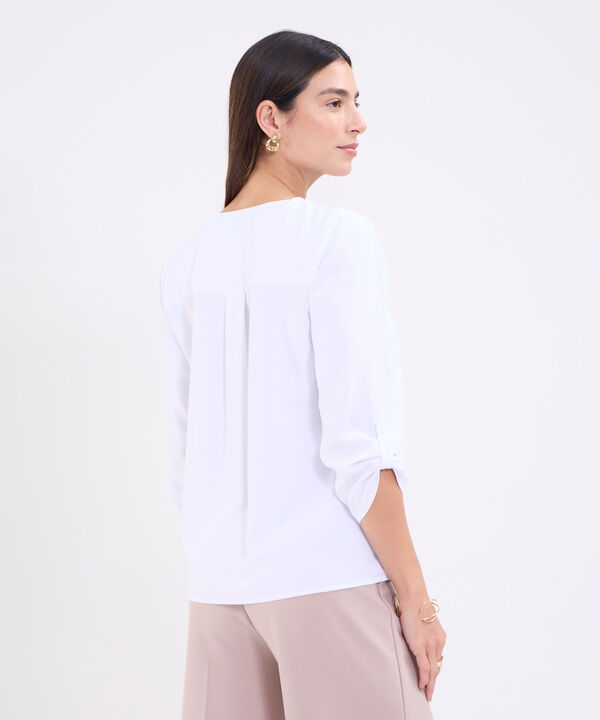 Blusa manga 3/4 unicolor para mujer