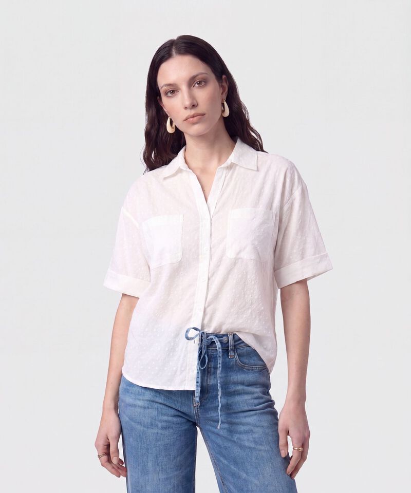 Camisa Manga Corta Con Bolsillo Mujer