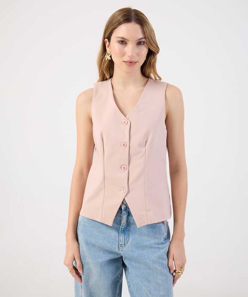 Chaleco Sastre Mujer Escote V Abotonado image number null