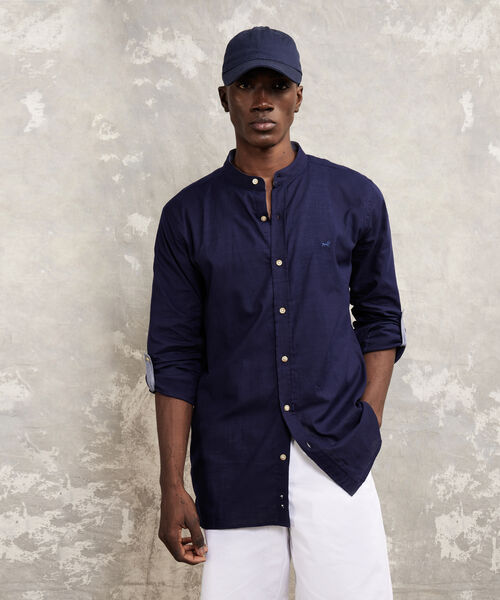 Camisa Manga Larga Cuello Mao Unicolor image number null