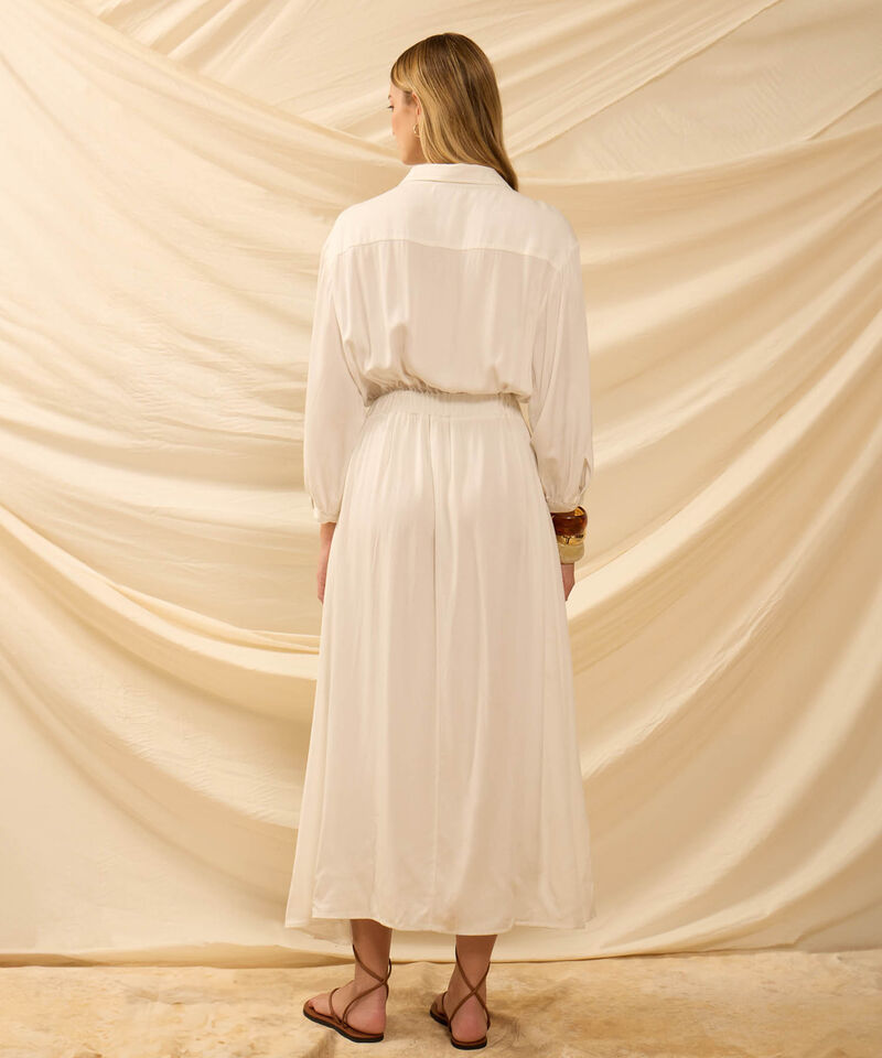 Vestido Largo Camisero Con Bolsillos Mujer