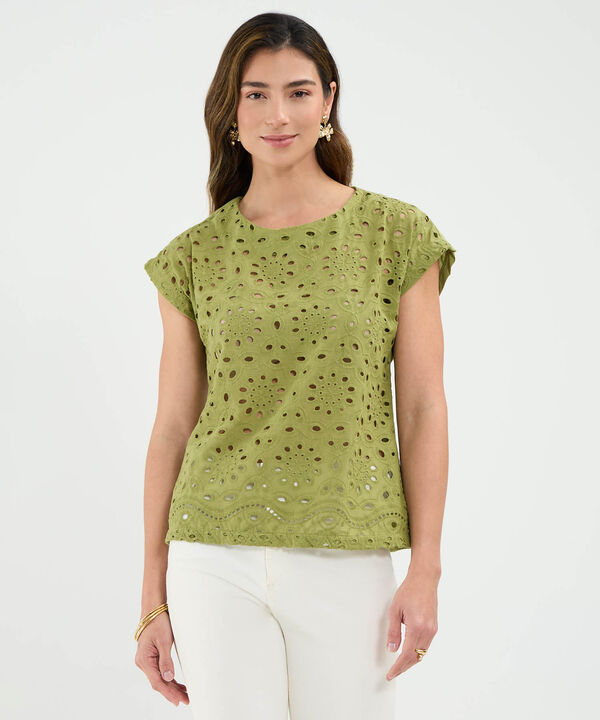 Blusa en Ojalillo Escote Redondo image number null