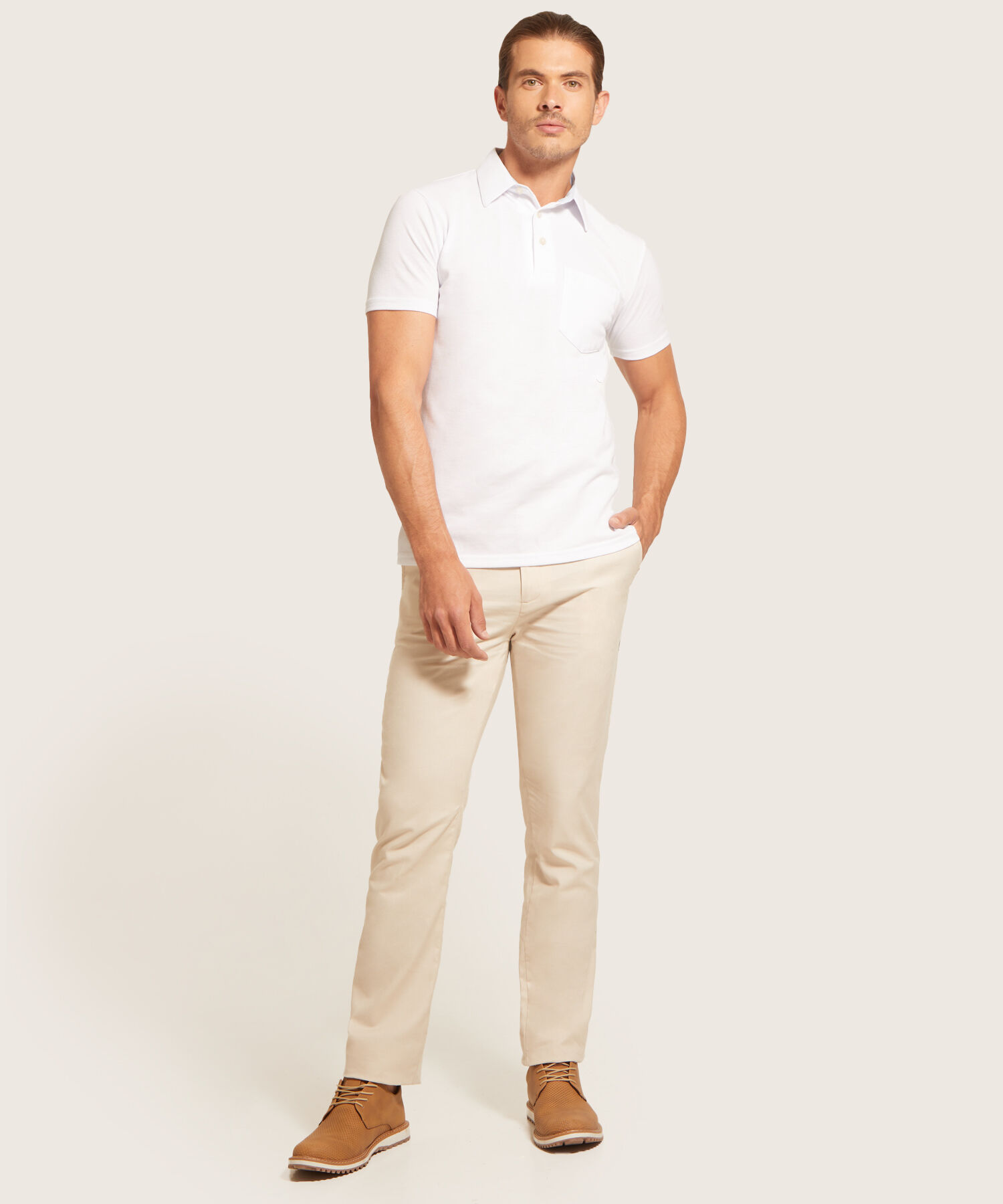 Polo Cuello Duro Con Bolsillo