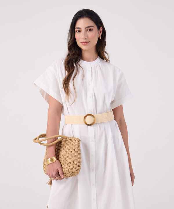 Vestido Unicolor Con Cinturon 