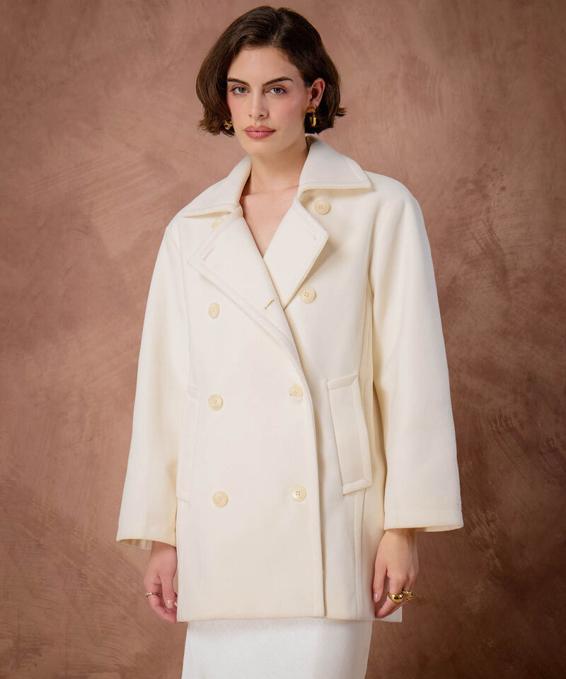 Chaqueta Mujer Cruzada Doble Botonadura Lana