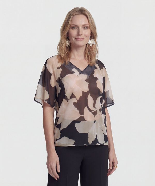 Blusa de Manga Campana y Escote en V para Mujer image number null