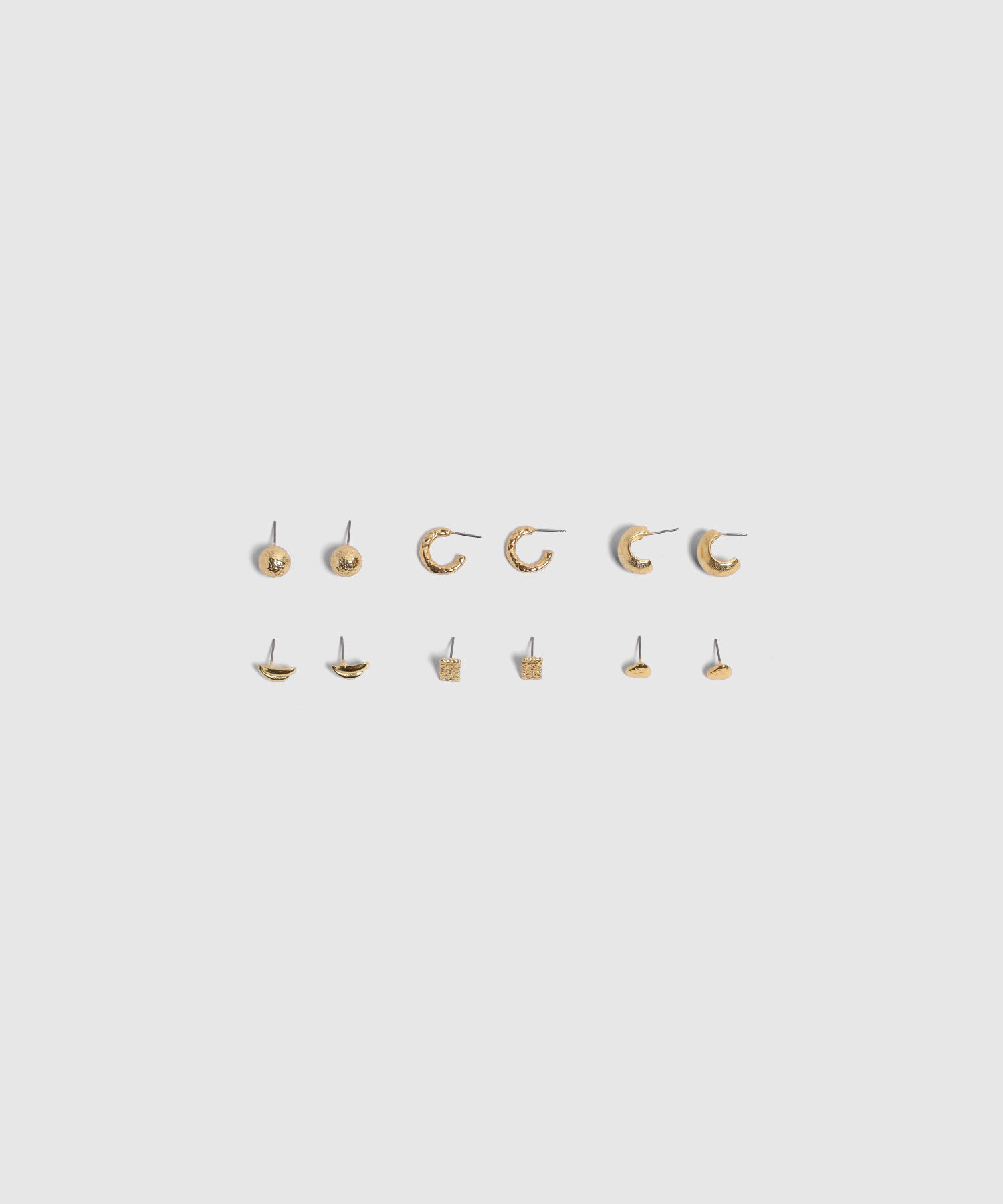 Set 6 Pares Aretes Met&aacute;licos Texturizados Mujer