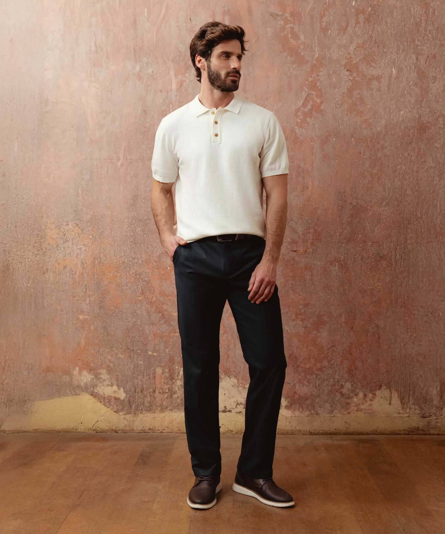 Polo De Punto Manga Corta Estilo Cl&aacute;sico Para Hombre