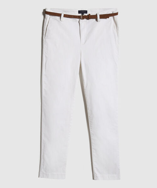 Pantalon Unicolor Chino Con Cinturon