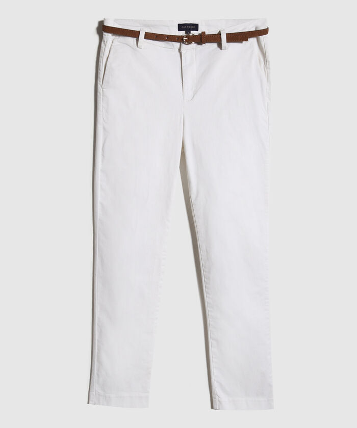 Pantalon Unicolor Chino Con Cinturon