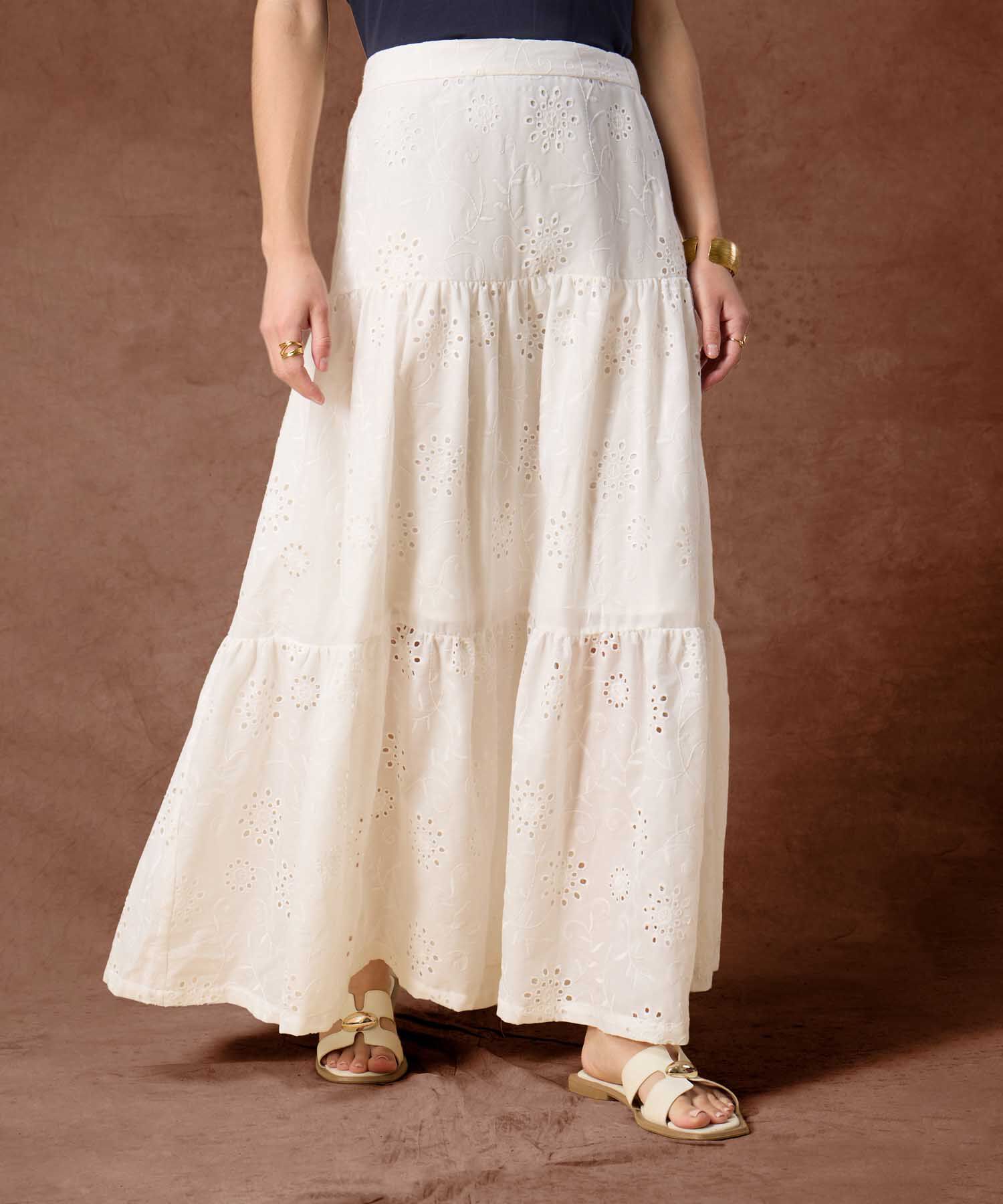 Falda Calada Para Mujer Dise&ntilde;o Larga De Volantes