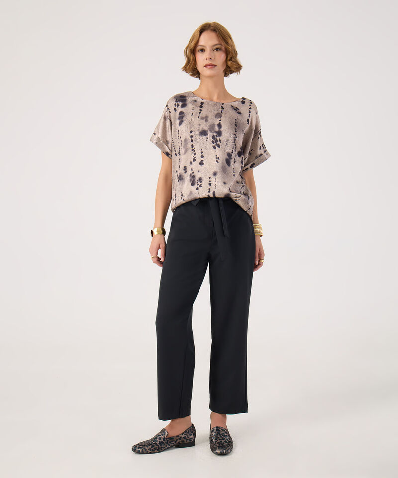 Blusa satinada manga corta 