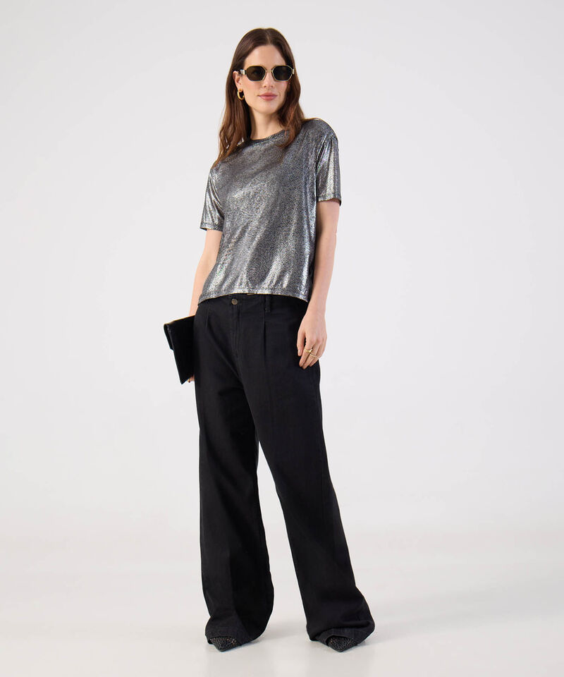 Camiseta Manga Corta Metalizada Mujer