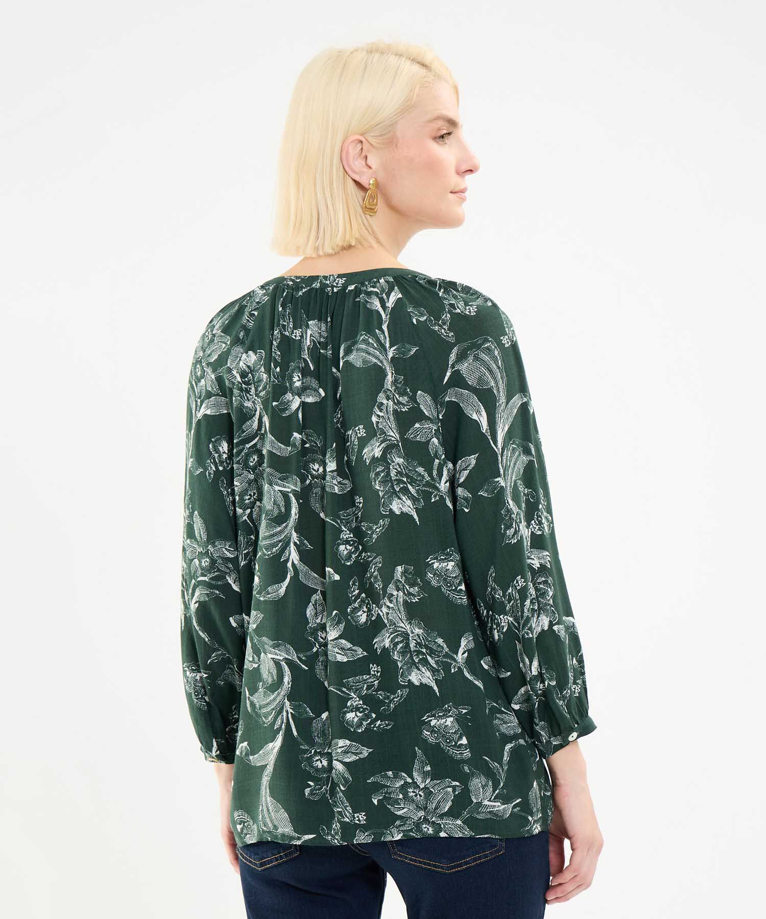 Blusa Estampada Cuello Mao