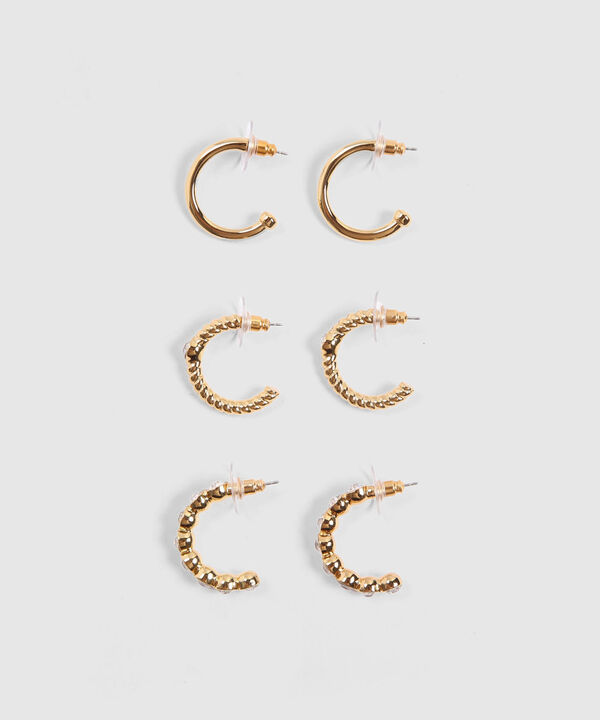 Set x 3 Aretes Dorados con Perlas