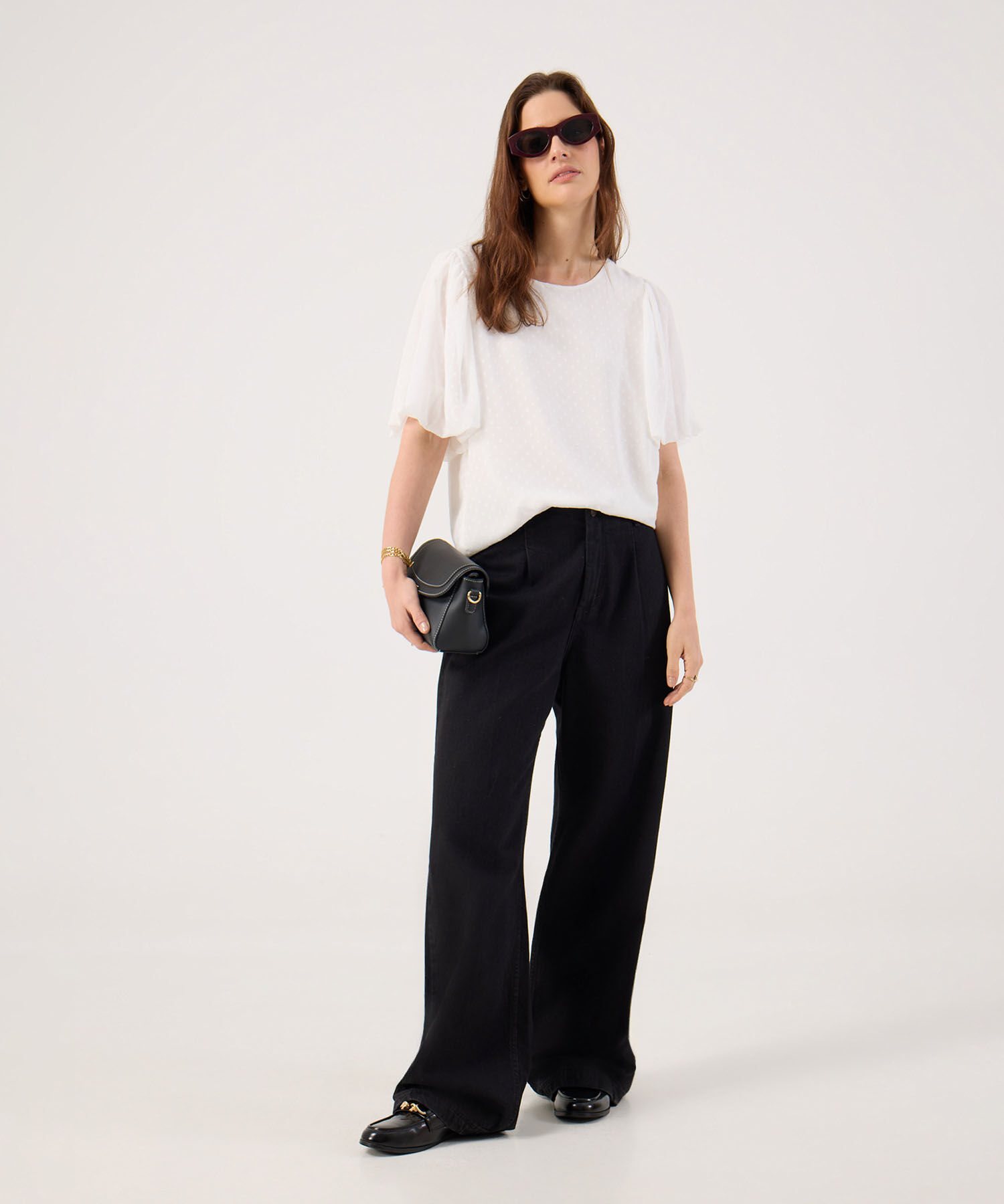 Blusa Texturizada Con Manga Globo