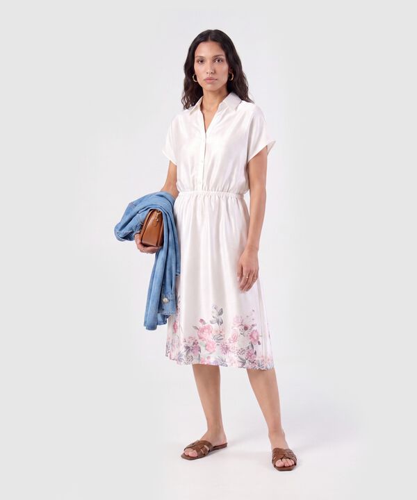 Vestido Camisero Con Cintura El&aacute;stica Mujer image number null