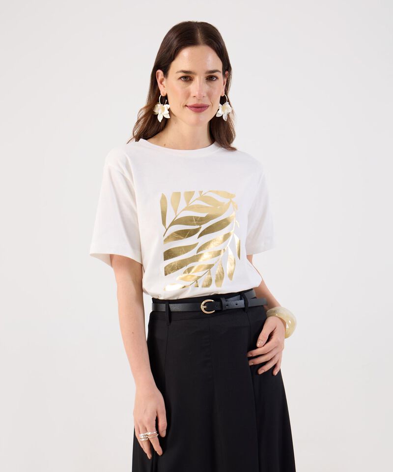 Camiseta Estampada Cuello Redondo Para Mujer