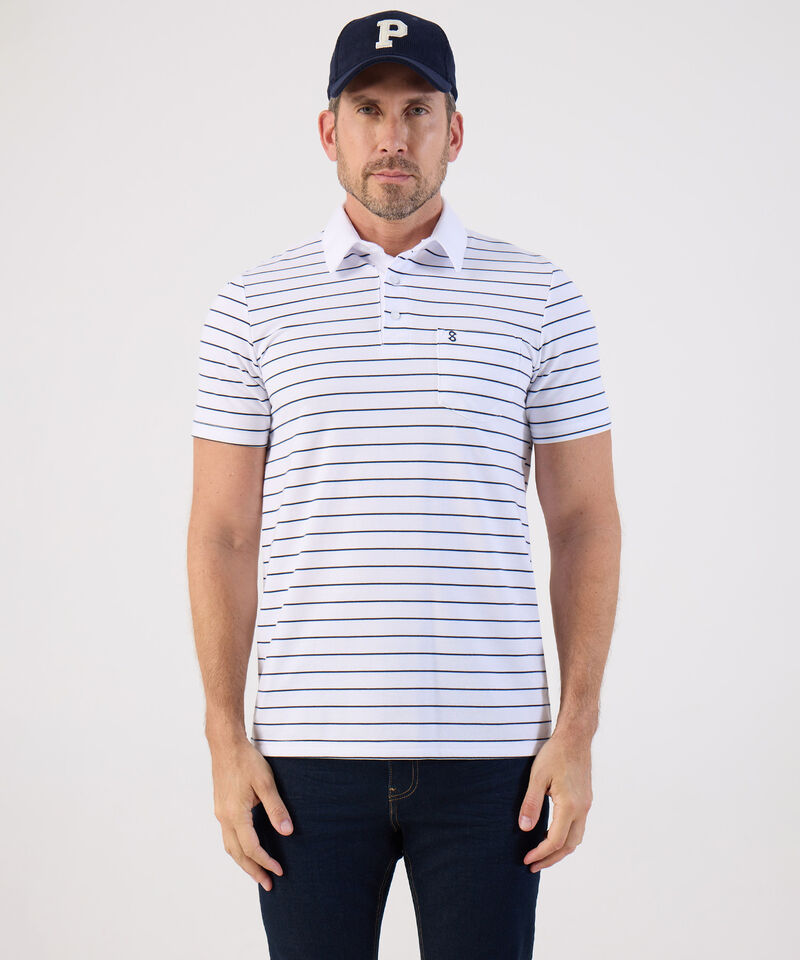 Polo De Rayas Con Bolsillo Para Hombre