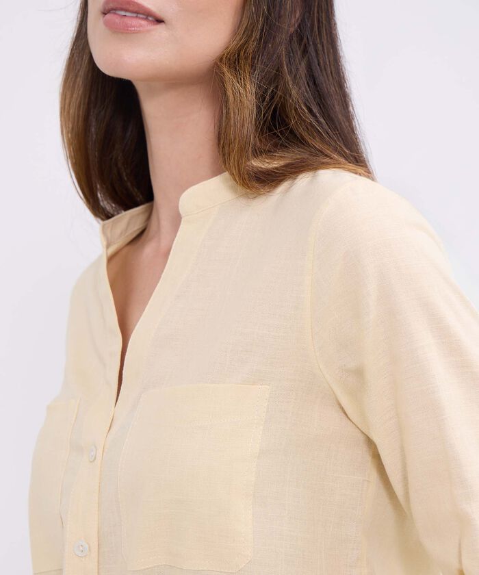 Blusa manga larga unicolor para mujer