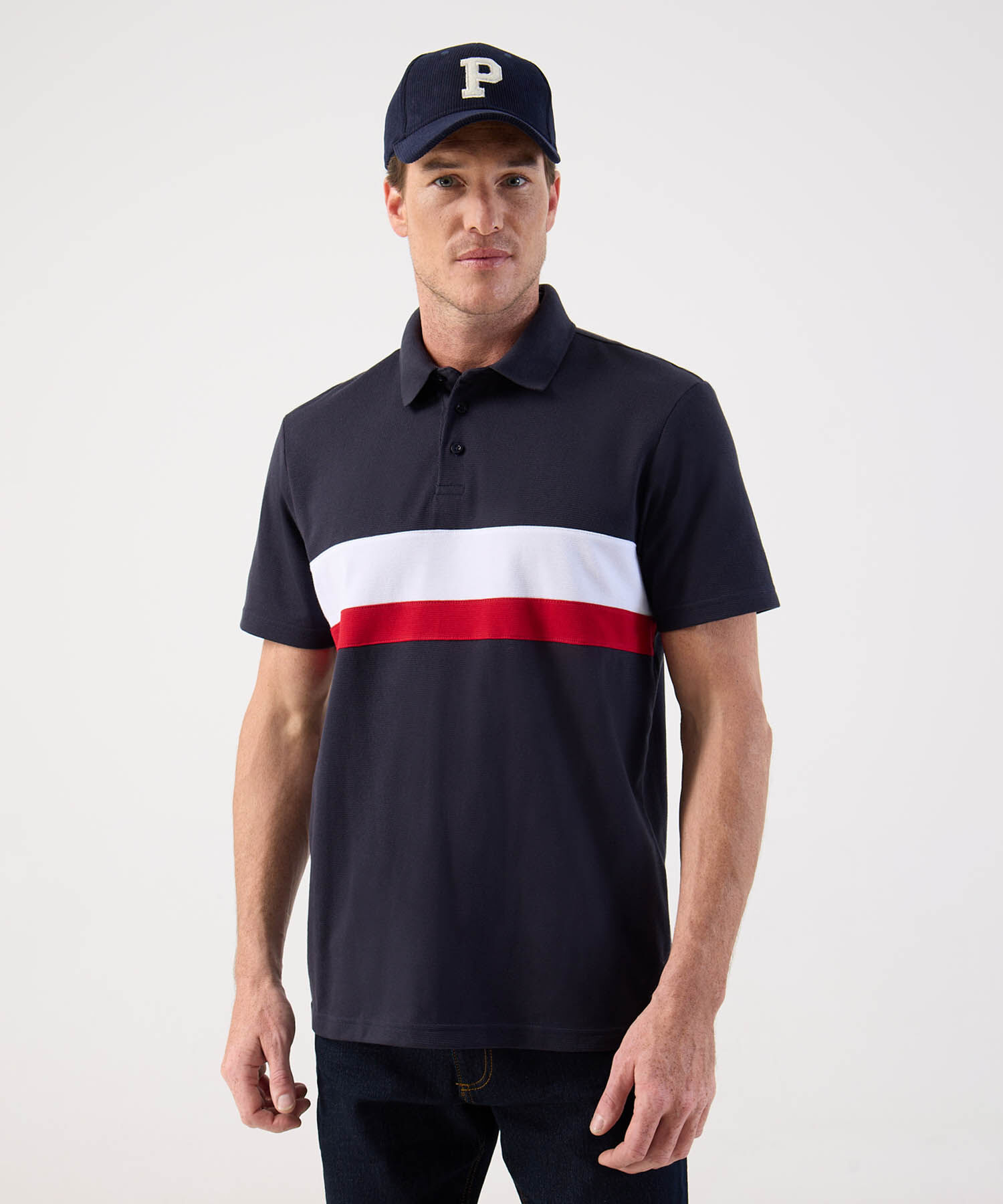 Polo Deportivo de Algod&oacute;n con Banda Horizontal Para Hombre