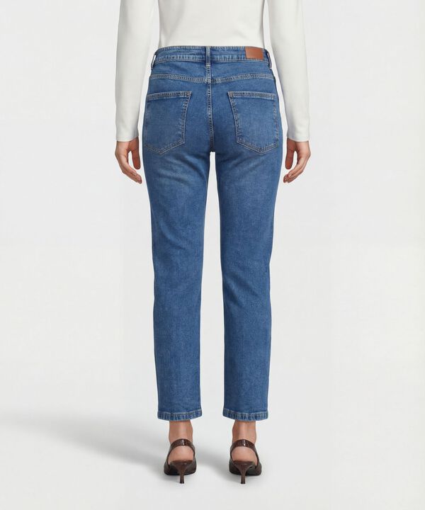 Jean Recto con Apliques Laterales para Mujer