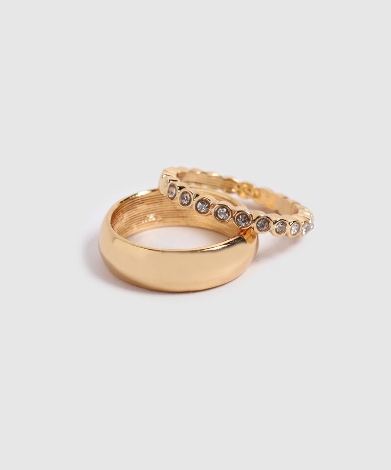 Set de Anillos Grueso y Delgado con Gema Para Mujer