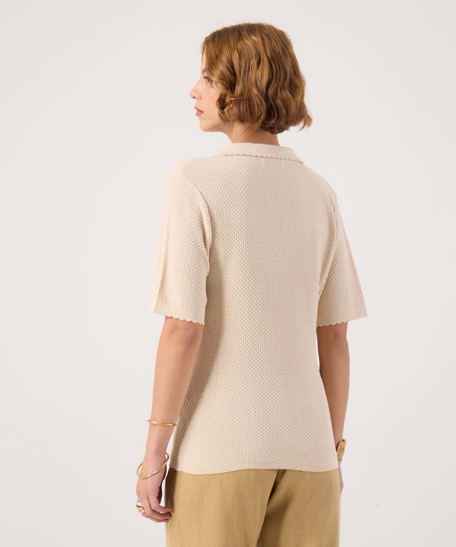 Polo texturizada unicolor 