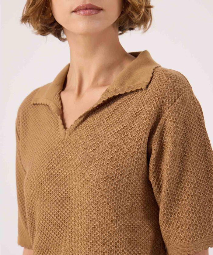 Polo texturizada unicolor 