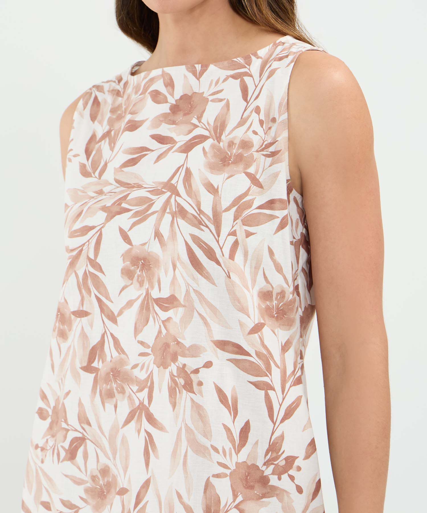 Vestido Estampado en Efecto Lino