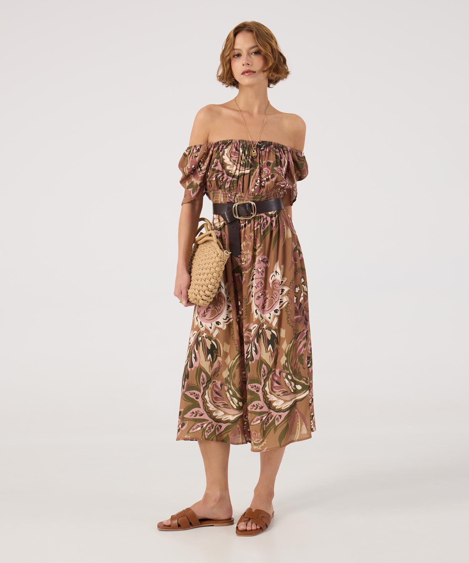 Vestido estampado manga corta 