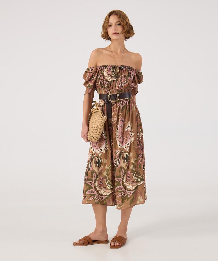 Vestido estampado manga corta 