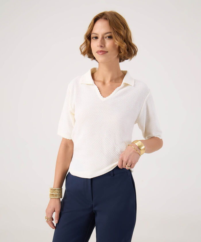 Polo texturizada unicolor 