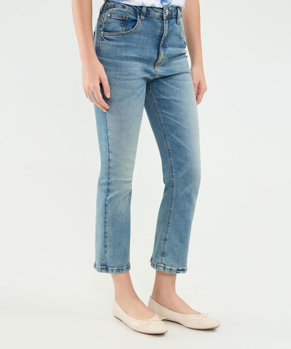 Jean Cropped Flare Para Mujer image number null