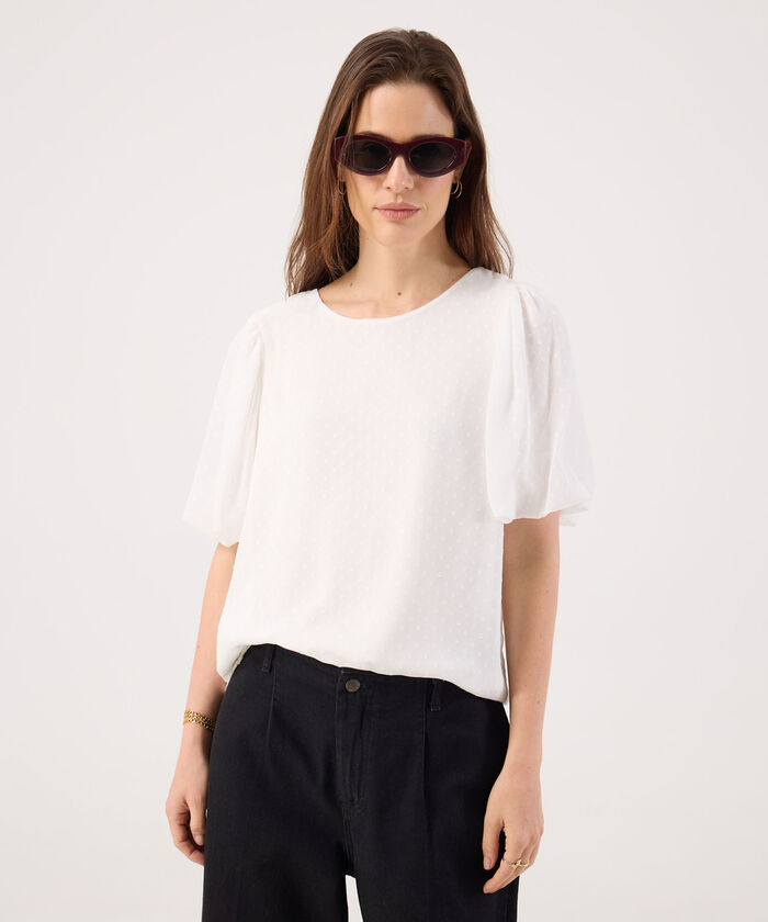 Blusa Texturizada Con Manga Globo