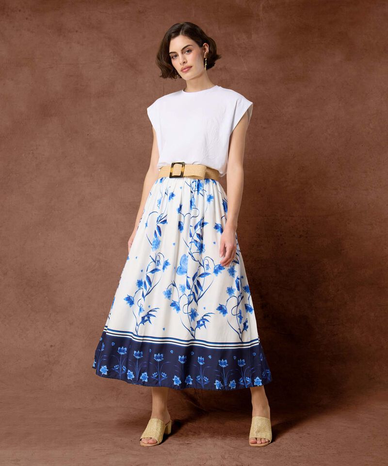 Falda Midi Estampada Para Mujer Dise&ntilde;o Floral Veraniego