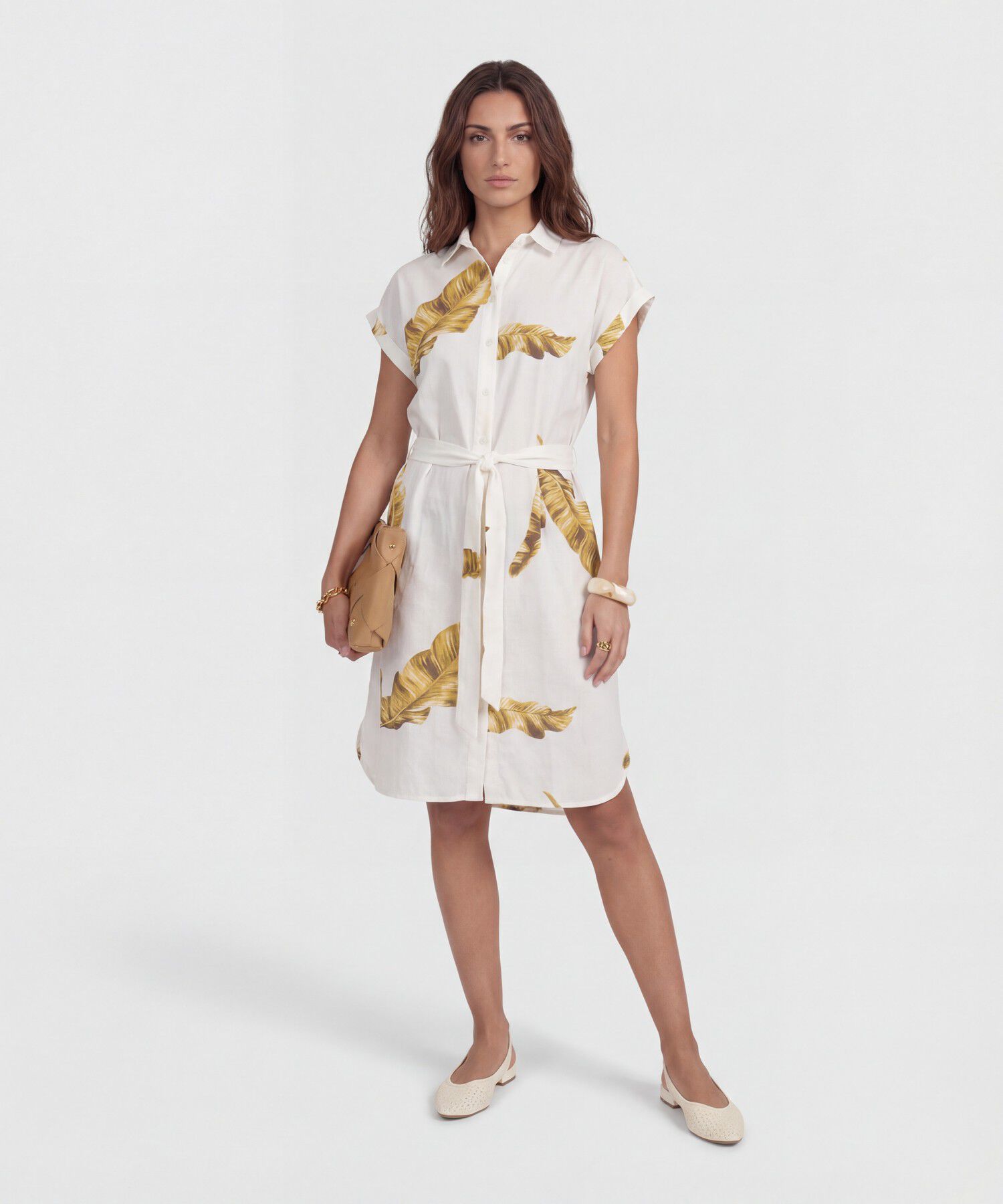 Vestido Estampado Con Cinturon 