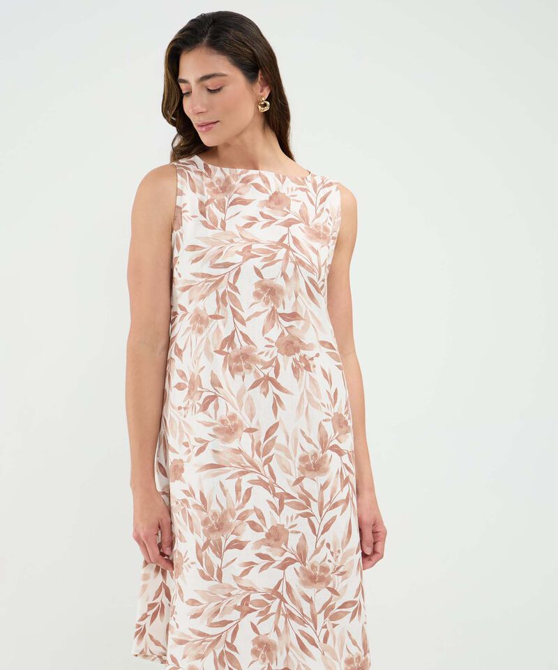 Vestido Estampado en Efecto Lino