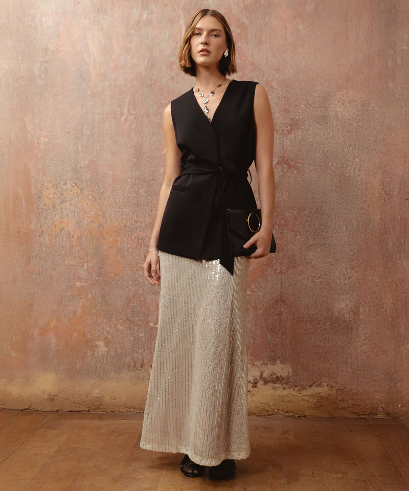 Falda Maxi Para Mujer Lentejuelas Y Abertura Lateral